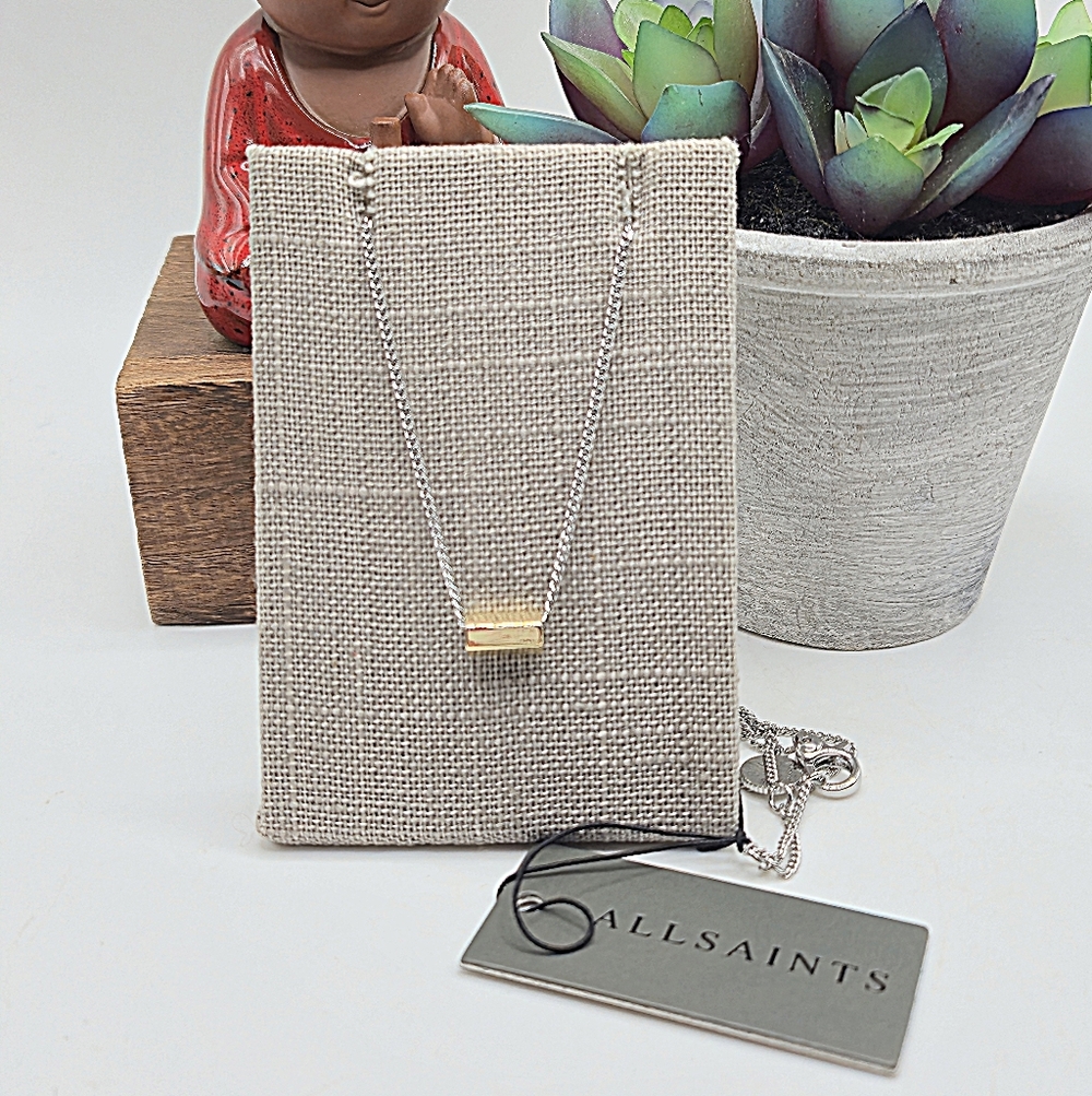 AllSaints Two-Tone Barrel Pendant Necklace
